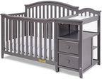 Pemberly Row 4-in-1 Convertible Crib and Changer, Sustainable Gray Pine Wood by PEMBERLYROW