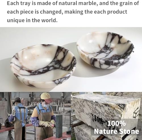 Luxury Decorative Marble Bowl, 7.8" Natural Marble Key Bowl For Home Decor - Image 3