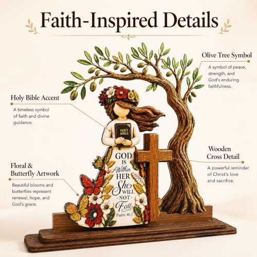 Religious Gifts for Women, God Is Within Her She Will Not Fall Decor Plaque - Image 4