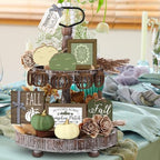Reallnaive 18 Pcs Fall Tiered Tray Decor, Sage Green Pumpkin Signs - Image 6