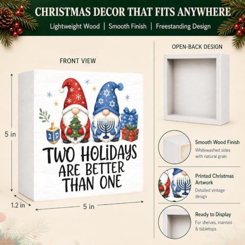 Christmas Decorations Hanukkah Gnome Two Holidays Are Better Than One Sign - Image 4