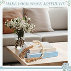 3 Set Linen Decorative Books with Beaded Garland, Classic, Light Blue - Image 4