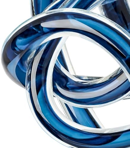 Torre & Tagus Orbit Hand Blown Glass Infinity Knot Sculpture - 4.5 Inch Glass Art Blue Knot Decor Ball for Home Decor, Small Centerpiece Table Decoration for Home Interior (Indigo Blue) - Image 4