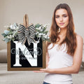 Ultra Large 14'' Last Name All Year Round Front Door Wreath with 26 Initial Letter Welcome Sign All Seasons Eucalyptus Garland and Bow Wreaths for Front Door Porch Farmhouse Decoration (N) by Unknown