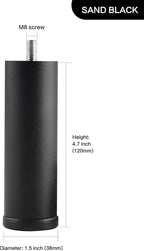 4 Pack Furniture Legs Cabinet Metal Cylinder Risers Legs M8 Screw in Support - Image 2
