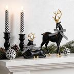 WDS WONDROUS Christmas Reindeer Decorations Modern Black Gold Table Decor - Image 5