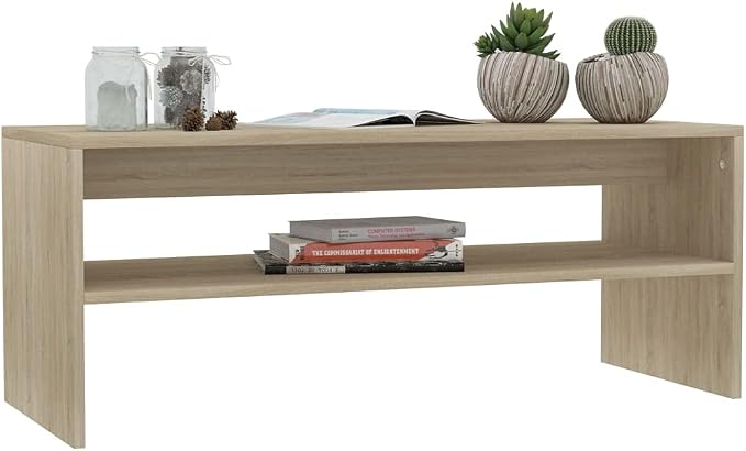 Sonoma Oak Coffee Table, Engineered Wood, 39.4x15.7x15.7 inch, Rectangular - Image 4