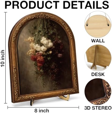 Dark Floral Wall Art Sign for Vintage Home Decor, Moody Flower Arch Wooden Tabletop Plaque, Gothic Farmhouse Shelf Accent, 8x10 Inch - Image 2