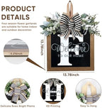 Ultra Large 14'' Last Name All Year Round Front Door Wreath with 26 Initial Letter Welcome Sign All Seasons Eucalyptus Garland and Bow Wreaths for Front Door Porch Farmhouse Decoration (F) - Image 4