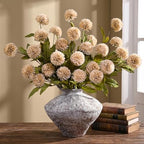 Waipfaru 12 Pcs Artificial Pompon Mums Faux Flowers for Vase, 27" Bulk Long Floral Fake Chrysanth Branches with Stems Vase Filler for DIY Bouquet Centerpieces, Indoor Home Decorations, No vase, Beige - Image 5