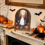 DAZONGE Halloween Wood Framed Arch Sign, Haunted Halloween Ghost Decor - Image 5