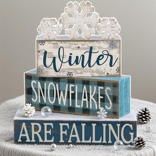 Yuntau 4 Pcs Winter Home Decorations Snowflake Centerpieces for Tables - Image 6