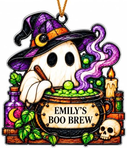 Halloween Tree Ornaments, Personalized Ghost Acrylic Hanging Decor for Home by Unknown