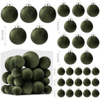 Velvet Christmas Ball Ornaments - 30pcs Flocked Christmas Ornaments Set Shatterproof Classic Hanging Xmas Tree Decorations with Rope for Wreath Holiday Home Decor (Dark Green) - Image 2