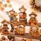 Vicenpal 6 Pcs Fall Thanksgiving Decoration Wooden Scarecrow Pumpkin Decor by Vicenpal