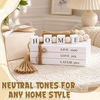 Decorative Book with Wood Bead Garland for Home Decor - Rustic Home Sign - Farmhouse Coffee Table Shelf Mantel Accents - Modern Interior Decoration Set - Image 3