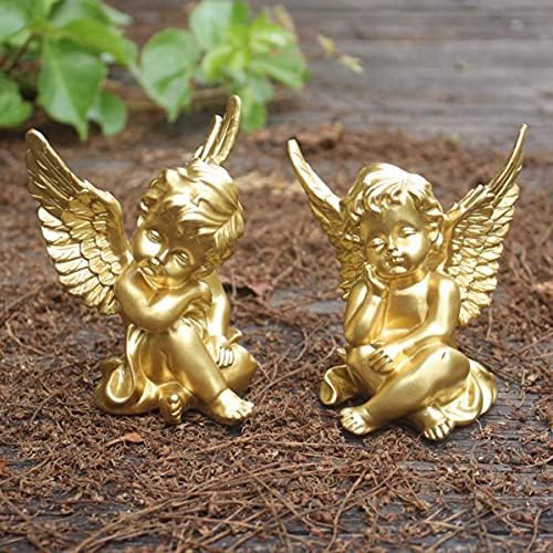 OwMell Set of 2 Cherub Angels Resin Statue Figurine, Indoor Home Decoration - Image 4