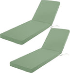 Outdoor Chaise Lounge Cushion Set of 2, Fadesafe Water-Repellent Lounge Deck by COMCAVER