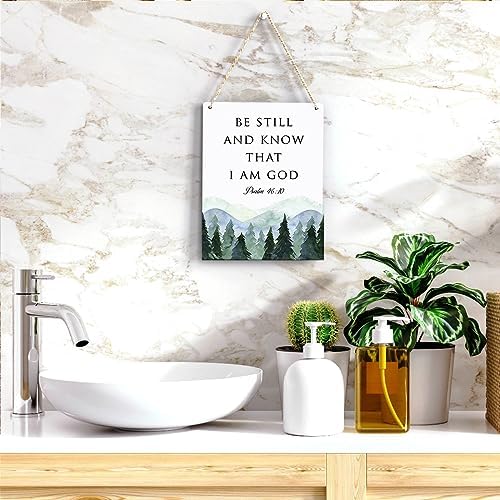 Inspirational Decor Be Still and Know That I am God Psalm 46:10 Christian Gifts Bible Verse Wall Art Scripture Wooden Hanging Sign for Modern Home Office Bathroom Bedroom Decoration 8 x 10 Inches - Image 5
