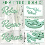 3 Pcs Bathroom Wall Decor Wooden Relax Renew Refresh Sign (Green) - Image 3