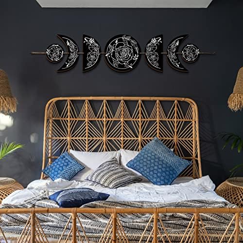 BBTO Boho Wall Decoration Moon Phase Wall Art Star Moon Decor, Black, White - Image 5