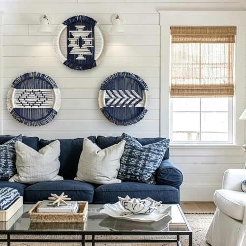 3Pcs macrame Wall Decor Round Woven Wall Art Boho Geometric 10.2"W*10.2"L by FLBER