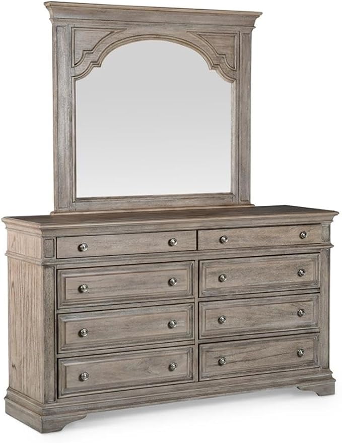 Pemberly Row Solid Wood Queen Panel Bed, Driftwood Gray Finish, Upholstered - Image 4