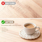 OIAHOMY 10 Pcs Drink Coasters with Holder, Boho Cotton Woven Coaster Set, Absorbent Coaster Protection for Various Cups, Ideal for Coffee Tables Home Decor and Gift, 4.3 Inches,Mixed Yellow - Image 7