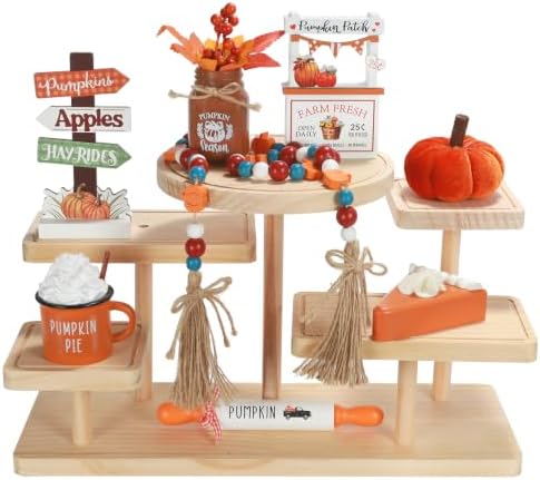 8Pcs Fall Tiered Tray Decor Set, Farmhouse Fall Decorations for Home Indoor by SYNCVIBE