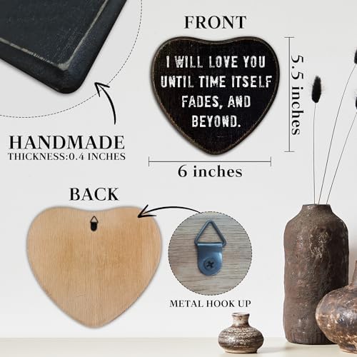 Gothic Wall Decor - I Will Love You - Black Heart Wooden Wall Art Decor - Image 2