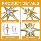 sxnzequnze 4 Pcs Star Wall Art for Home Decor Living Room Bedroom Office Metal 3D,Bling,with Hanging Hook Starburst Midcentury Sculpture Retro Gallery Accent Celestial -Gold 16.5in/9.4in - Image 4