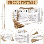 Decorative Books for Home Decor - Inspirational Faith Wooden Bead Tassel Accessory Faux Book Decorative for Coffee Table - Image 2
