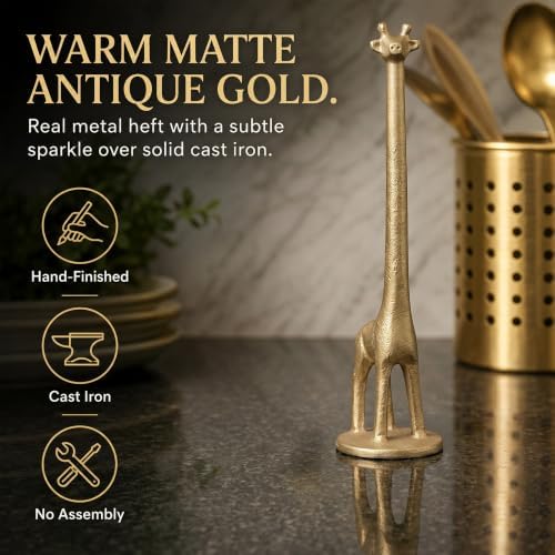 WallCharmers Gold Giraffe Paper Towel Holder & Metal Toilet Paper Stand - Image 5