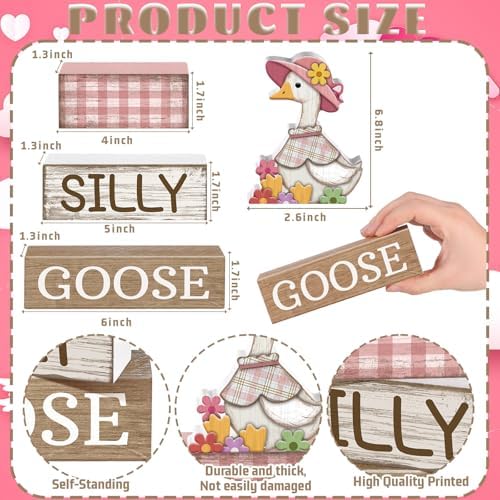 Yuntau 4 Pcs One Silly Goose Table Decor Baby Shower Birthday Party Decor - Image 3