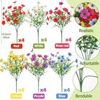 ATTGREAT Artificial Flowers for Outdoors UV Resistant Decor, 24 Bundles - Image 2