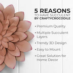 Succulent Metal Flowers Wall Decor - 3D Metal Wall Decor, Flower Art, Pink - Image 3