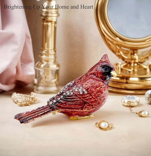Luxury Red Cardinal Bird Jewelry Trinket Box Cardinal Gifts - Image 4