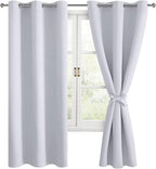 Room Darkening Curtains for Bedroom 2 Panels Greyish White, Energy Saving by Hiasan
