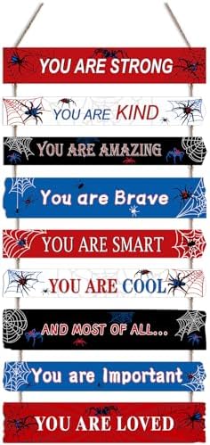 Spider Boys Room Decor, Wooden Art Prints for Boy Kids Children Toddler Bedroom, Home Indoor Inspirational Wall Decoration, Wall Decor Room Sign for Birthday Gifts by KIJETA-HomeKitchen