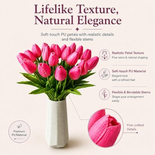 Mandy's 20pcs Artificial Pink Tulips - Image 2