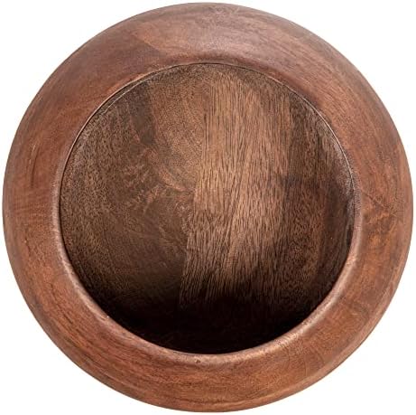 Bloomingville Modern Round Wood Bowl, Walnut Finish - Image 3