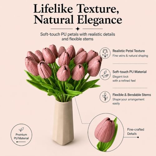 Mandy's 20pcs Artificial Mauve Tulips - Image 2