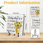Everyday Is A New Beginning Wooden Sign, Farmhouse Sunflowers Desk Decor for Home, Bedroom, Office, Inspirational and Motivational Gifts for Women Men (A04) - Image 2