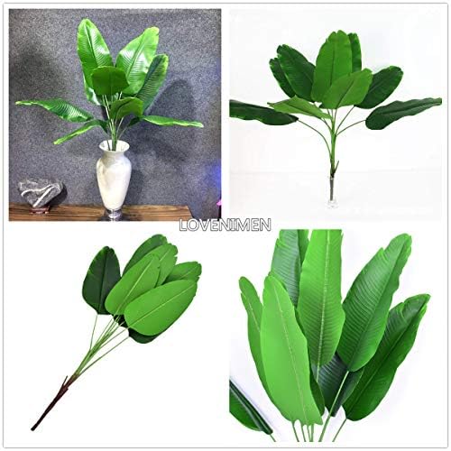 Artificial Plants Tropical Leaves, Fake Greenery Banana Tree Faux Palm Plant Large Leaf Indoor Outdoor Home Garden Office Verandah Wedding Floral Arrangement Decor Party Decoration - 1 Pack - Image 4