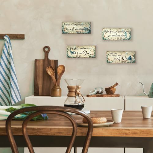 4 Pieces Sea Turtle Decor Ocean Beach Bathroom Decor With Bible Verses Wooden Christian Farmhouse Sign for Home Religious Prayer Wall Art for Living Room Office Bedroom(Turtle,10x4") - Image 6