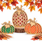 AstraVox 3Pcs Wooden Pumpkin Fall Decor, Rustic Autumn Decorations for Home by AstraVox