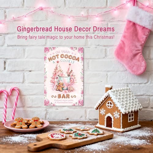 Pink Gingerbread Christmas Hot Cocoa Bar Sign Kitchen Decor - Image 7