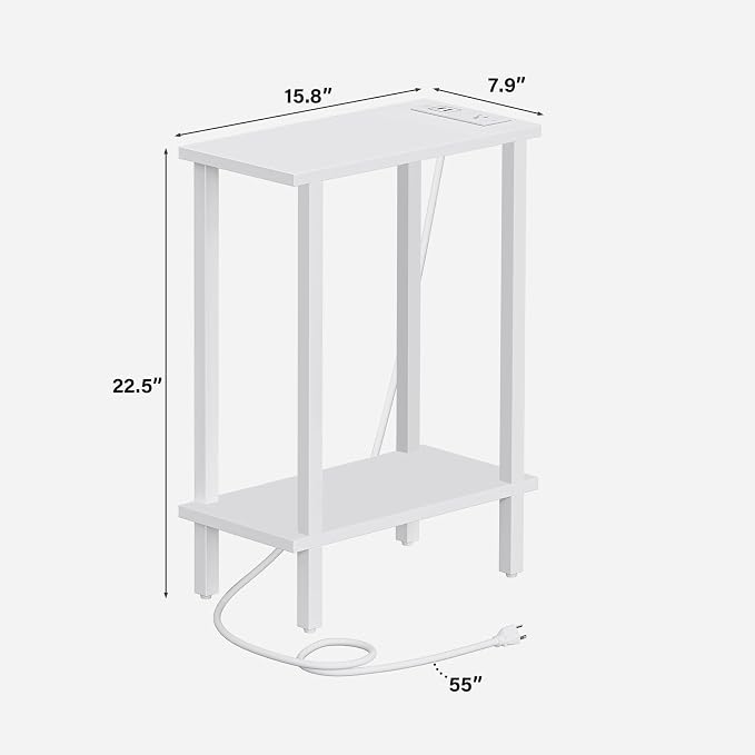 TUTOTAK Small End Table with Charging Station, Narrow Side Table with USB Ports - Image 3