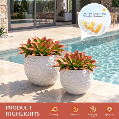 Artificial Agave Faux Agave 14.2In Fake Greenery Outdoor Artificial Plant Fake Plant for Indoor Home Decoration Plastic Plant Outdoor Decoration Front Porch Decor Simulation Plants，2Pack， Red - Image 7