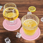 ABenkle 8 Pcs Drink Coasters with Holder, Cotton Woven Absorbent Coasters for Drinks, Minimalist Home Decor Coaster Set for Wooden Tabletop Protection Table, 4.3 inches Bright Pink - Image 6